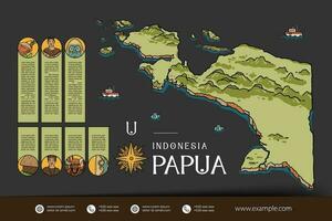 papua Indonesia mappe illustrazione. Indonesia isola design disposizione vettore