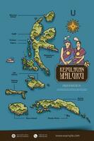 Maluku Indonesia mappe illustrazione. Indonesia isola design disposizione vettore