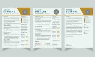 giallo intestazione curriculum vitae disposizione con CV modello e copertina lettera vettore