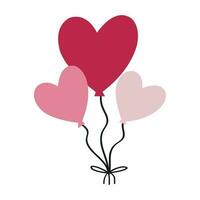 carino cuore sagomato rosa aria palloncini. San Valentino giorno design elemento. isolato su bianca. vettore