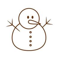 buon natale pupazzo di neve carattere decorazione icona linea cartone animato vettore