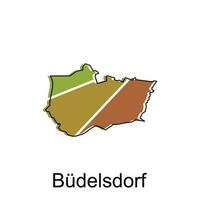 carta geografica di budelsdorf vettore design modello, nazionale frontiere e importante città illustrazione