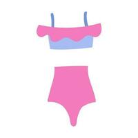 carino clipart vettore estate costume da bagno per donne e ragazze. nuoto Abiti per nuotare nel il piscina, mare, oceano. semplice colorato mano disegnato scarabocchio isolato su il sfondo.