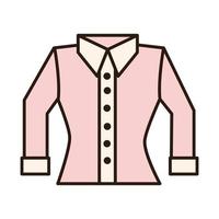 linea di abbigliamento donna camicetta rosa e icona di riempimento vettore