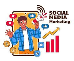 illustrazione di social media marketing vettore