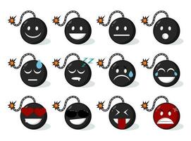 impostato di emoticon vettore collezioni. emoji bombe con vario espressioni