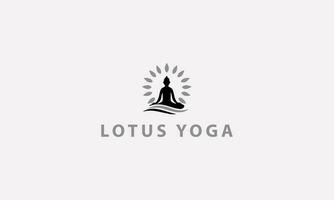 yoga logo astratto uomo seduta loto posa design modello negativo spazio stile vettore