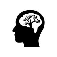 cervello con albero vettore logo