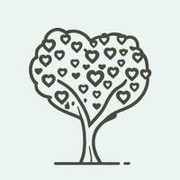 albero con cuore le foglie vettore arte, travolgente natura amore illustrazione