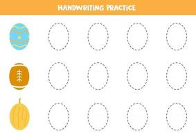 traccia i contorni di oggetti ovali. Pratica di scrittura. vettore