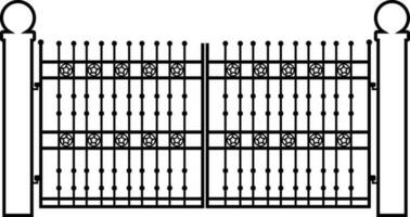 moderno forgiato cancelli, cancello icone, portale segni, decorativo metallo cancelli con vortici, frecce, e ornamenti, vettore illustrazione