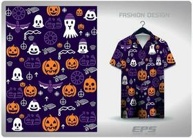 vettore hawaiano camicia sfondo immagine.halloween zucca fantasma modello disegno, illustrazione, tessile sfondo per hawaiano camicia, maglia hawaiano camicia