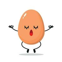 carino rilassare uovo carattere. divertente yoga uovo cartone animato emoticon nel piatto stile. pulcino emoji meditazione vettore illustrazione