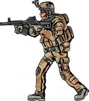 soldato in mimetica con una pistola vettore