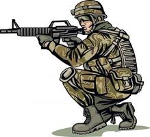 soldato in mimetica con una pistola vettore