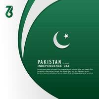 contento indipendenza giorno repubblica di Pakistan, 14 agosto. saluto carta con bianca e verde colori design vettore