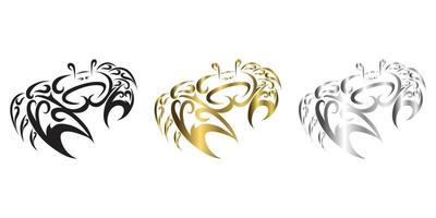 tre colori nero oro argento linea arte logo vettoriale di granchi violinisti è segno di cancro zodiaco