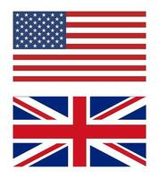 Stati Uniti d'America e UK bandiera, ufficiale nazionale simbolo nel mondo globo carta geografica, vettore illustrazione.