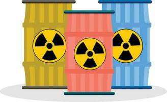 radioattivo sostanze chimiche nel botti piatto stile vettore illustrazione, radionuclidi radioattivo materiale nucleo sostanze chimiche contenitori azione vettore Immagine