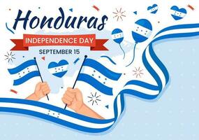 contento Honduras indipendenza giorno vettore illustrazione su settembre 15 con agitando bandiera sfondo nel nazionale vacanza mano disegnato modelli