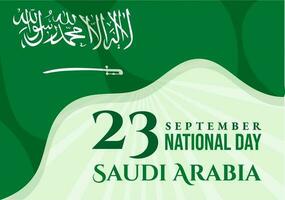 contento Arabia arabia nazionale giorno vettore illustrazione su settembre 23 con agitando bandiera sfondo nel piatto cartone animato mano disegnato atterraggio pagina modelli