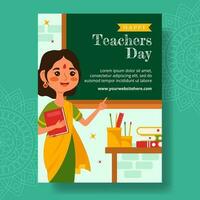 insegnante giorno nel India verticale manifesto piatto cartone animato mano disegnato modelli sfondo illustrazione vettore