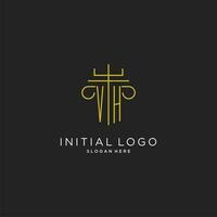 vh iniziale con monoline pilastro logo stile, lusso monogramma logo design per legale azienda vettore
