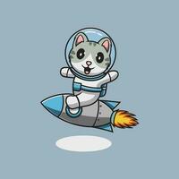 carino gatto astronauta cartone animato icona illustrazione vettore