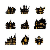 Halloween frequentato Casa silhouette collezione vettore