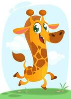 freddo cartone animato giraffa. vettore illustrazione.