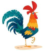 Grasso cartone animato gallo. colorato vettore illustrazione di cantando Gallo