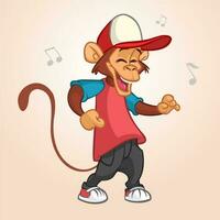 freddo scimmia cantante rap personaggio nel moderno Abiti. vettore
