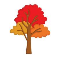 stagione autunno albero natura cartone animato illustrazione vettore clipart etichetta