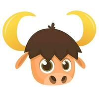 vettore illustrazione di cartone animato bufalo testa