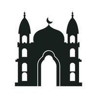 moschea silhouette per Ramadhan kareem. moschea o maschera. monocromatico icone su bianca sfondo. musulmano culto posto simbolo. vettore