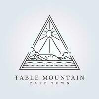 linea arte tavolo montagna capo cittadina nel distintivo logo icona simbolo cartello vettore illustrazione design