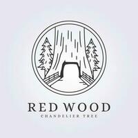 distintivo linea arte lampadario albero logo sequoia iconico simbolo vettore illustrazione design