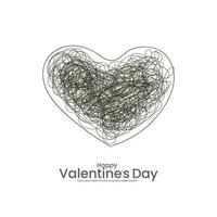 San Valentino giorno design. il disegnato a mano ruvido cuore è isolato su un' bianca sfondo. vacanza striscione, ragnatela manifesto, volantino, elegante opuscolo, saluto carta sfondo. vettore