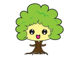 kawaii albero icona vettore