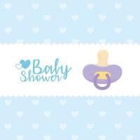 baby shower, ciuccio viola punteggiato sfondo celebrazione banner vettore