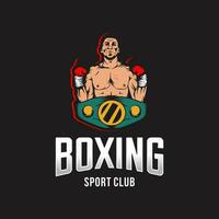 vincitore nel boxe logo design premio vettore