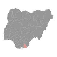akva ibom stato carta geografica, amministrativo divisione di il nazione di Nigeria. vettore illustrazione.