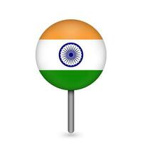 puntatore della mappa con paese india. bandiera dell'india. illustrazione vettoriale. vettore