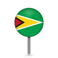 puntatore della mappa con il paese della Guyana. bandiera della Guyana. illustrazione vettoriale. vettore