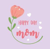 felice festa della mamma, decorazione di cuori di fiori di carte romantiche vettore