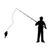 pescatore icona vettore. pesca illustrazione cartello. pesca asta simbolo. pesce logo. vettore