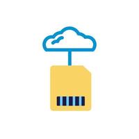 cloud computing con sd card in stile colore lineare vettore