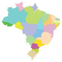 brasile carta geografica con amministrativo regioni. latino carta geografica. brasiliano carta geografica. vettore