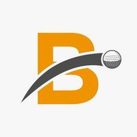 golf logo su lettera B concetto con in movimento golf palla icona. hockey sport logotipo simbolo vettore