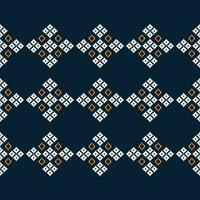 etnico geometrico tessuto modello attraversare punto.ikat ricamo etnico orientale pixel modello Marina Militare blu sfondo. astratto, vettore, illustrazione. trama, abbigliamento, cornice, decorazione, motivi, seta sfondo. vettore